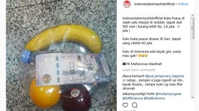 Buka Puasa di Jeddah Dapat Takjil Isi Uang 2 Juta, Siap Mau?