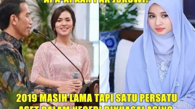 Kocak! Meme Jokowi Biarkan Raisa dan Bella Jatuh ke Tangan Asing