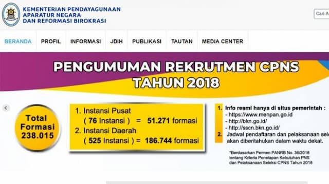 Jangan Gunakan Smartphone untuk Isi Pendaftaran CPNS 2018!