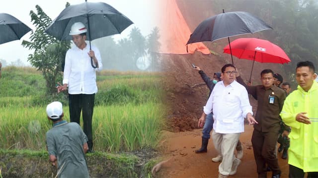 Beda Cara Jokowi dan Fadli Zon Saat Memakai Payung