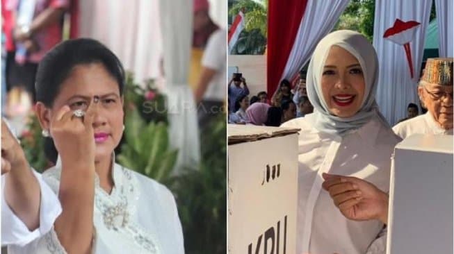 Beda Gaya Iriana Jokowi dan Nur Asia Uno Saat Nyoblos, Salfok Sama Lipstik
